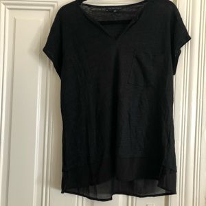 Sanctuary - Black linen T-shirt - Pocket - vneck